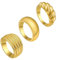 JewelryWe Gold Ringe Damen 3er Set: Edelstahl Vergoldet Chunky Ring Gestreift Croissant Dome Dicke Goldringe Stapelbare Fingerringe Bandring Statement Ring Schmuck Geschenk für Frauen Mädchen Größe 52