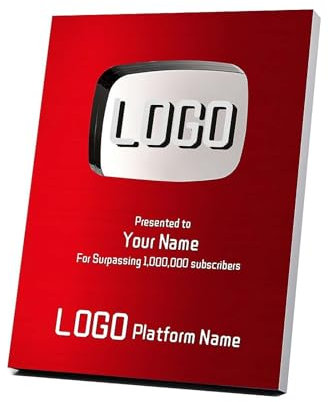 SHANGYU Botón genérico personalizable de Youtube YT, botón de reproducción personalizable de YouTube YT, botón de reproducción para creadores, suscriptor, premio, placa de hito (rojo)