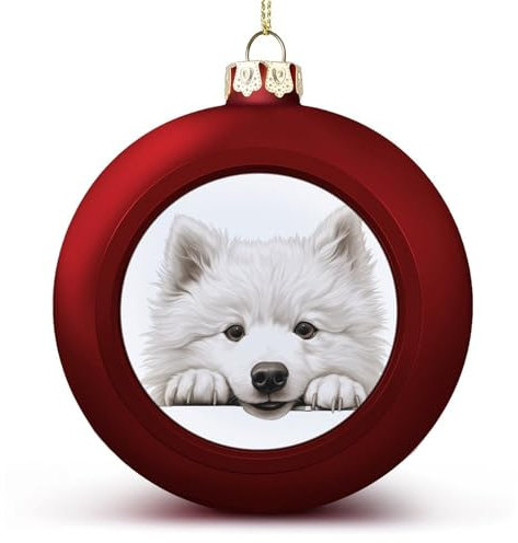 Lustige Weihnachtskugeln für Hunde, Welpen, Ornamente, Samojede, hängende Kugel, dekorativ für Weihnachtsbäume, Feiertagsparty, Neujahrsgeschenk