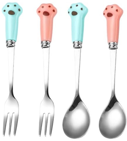 5 - inch 4 - Piece Stainless Steel Paw - Shaped Cat Food Fork Set - Ideal for Pet Feeding, Also Suitable for Dog Food (4PCS)