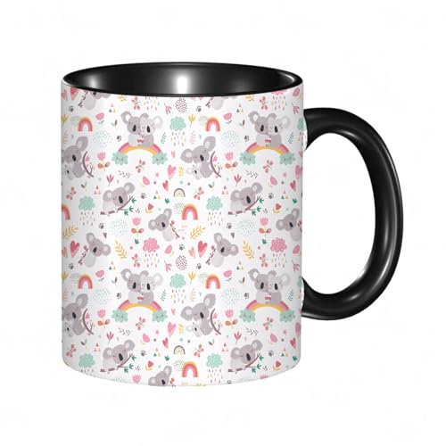 EKLMPS Tazas de Café,Taza de Cerámica para Té y Café,330ml/11oz,Regalos original,Aniversarios,nupical,desayuno,Románticos, Patrón con lindo koala