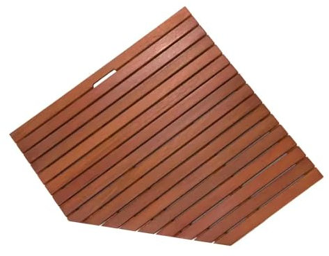 Badematte, Umweltfreundliche Holzmatte, Sauna-Bambus-Badematte, rutschfeste Duschmatte, Holzduschmatten, Lattenrost-Design, for die Verwendung von Badezimmerzubehör im Innen- und Außenbereich(70x70cm/