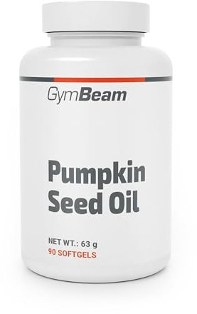 GymBeam Kürbiskernöl Kapseln - Kaltgepresste Pumpkin Seed Oil Capsules, glutenfrei, laktosefrei, ohne GMO, unterstützt Herz-Kreislauf- & Gehirngesundheit, einfache Anwendung mit Nahrung, 90 caps