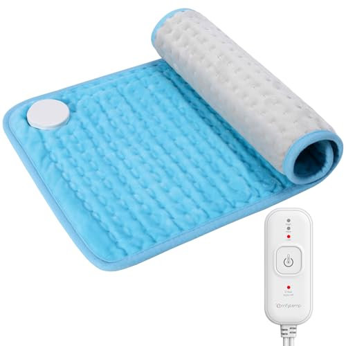 Comfytemp Electric Heat Pad 30x60 cm, Portable Heating pad for Back, Neck, Shoulders, Belly & Period Cramps Pain Relief, 2H Auto Shut Off, Birthday Gifts for Women Men Mom Dad, Machine Washable, Blue