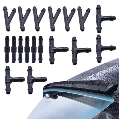 Lot de 18 connecteurs de tuyau de lave-glace T, Y, I de type I, connecteur de tuyau d'eau, pièces automobiles pour connecter la pompe à eau et les buses de voiture