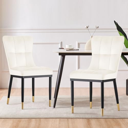 Bekrvio 200KG Belastbar Esszimmerstühle 2Er Set, Samt Stühle Esszimmer（8cm dick）, Einteiliger Metallbeinen Küchenstühle Mit Lehne, Leichter Luxus-Polsterstuhl Fü Küche Esszimmer Wohnzimmer