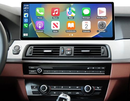 Ninetom 12,3'' Car Radio, Apple CarPlay/Android Auto/Mirrorlink/GPS für 2010-2012 BMW 5 Series F10/F11 mit CIC Touchscreen-Autoradio, GPS-Navigation für das Auto, integrierter DSP