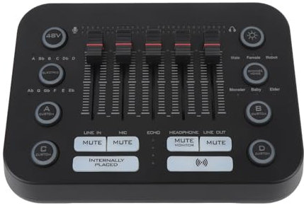 Gaming - -Mixer, USB Sound Board PC Live Sound Mixer mit Professionellem Vorverstärker 48V Phantom Power RGB Lighting für Streaming -Podcasting -