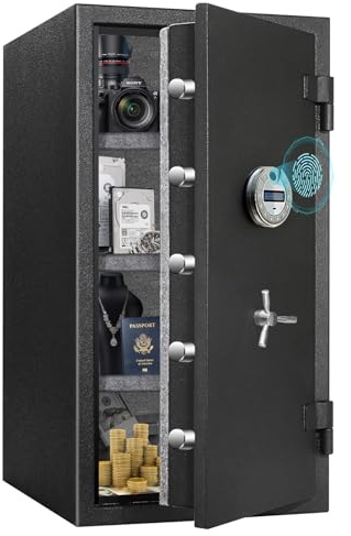 9.8 Cub 124 Lb Extra Large Biometric Genuine Fireproof Waterproof Home Safe