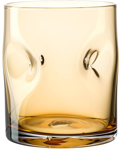 LEONARDO HOME VESUVIO Trinkglas amber • 1 Stück • 300 ml • Farbglas • Handgefertigt • Wasserglas • Softdrinkbecher • Spülmaschinengeeignet • Einzigartige Einkerbungen für optimalen Komfort • 077371