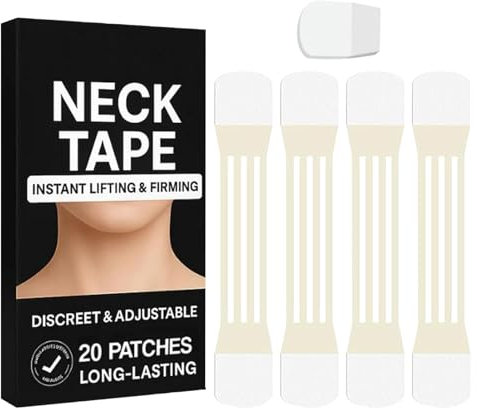 Instant Neck Tape, Face Elastic Lifting Patches, Neck Lifting Tapes, Skin-Tightening Design, Long Lasting Adhesion, 20.5x4x0.1cm, for Family, Women, Mother