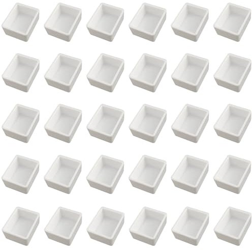 Niuhong 30 Pcs Casseroles Vides Aquarelle Grille Peinture Bac Peinture Aquarelle Vide Boîte Aquarelle Vide Boîte Peinture Aquarelle Blanche Boîte Palette Aquarelle Palettes Couleurs (Demi Casseroles)