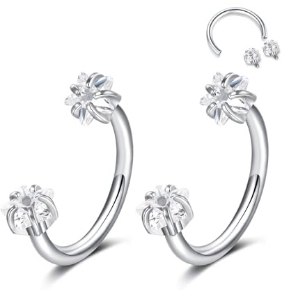 D.Bella 2 Stück Hufeisen Nasenringe Septum Ring 316L Edelstahl CZ Stecker für Lippe Labret Augenbraue Helix Daith Piercing Schmuck für Frauen Männer