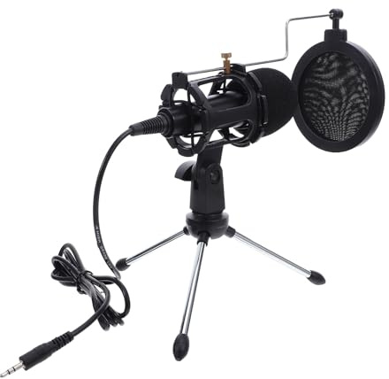 Garneck Gaming Mikrofon Satz 35 MM Aufnahmemikrofon mit Verstellbarem Stativ Stoßdämpferhalterung und Popfilter fürpc Streaming Podcast