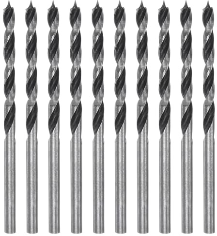 3mm Brad Point Wood Drill Bits, 10 Pcs Steel Drill Bit Set, Precise Woodworking Drill Bits for DIY, Crafting, Home Repairs & General Drilling