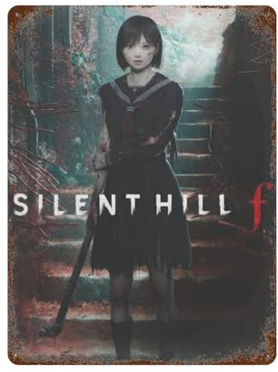 UWASCISF Silent Hill F – Schulmädchen-Horror, Wanddekoration, Kunst, Metallblechposter, moderne Bar-Dekorationen, 40 x 30 cm