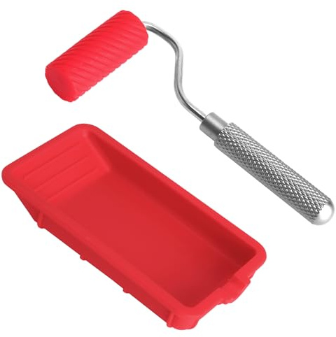 Juego de herramientas con rodillo para pegamento: aplicador de silicona de precisión con bandeja para pintura y mango de aluminio Aplicación de adhesivo para bricolaje en madera