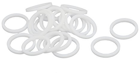sourcing map PTFE Plana Arandelas 20mm DE 16mm DI 2mm Grosor Sellado Junta para Grifo Tubería Agua Manguera, Blanca, Paquete De 20