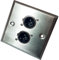 Brushed Steel Twin (2x) 3 Pin XLR Male/Plug Outlet Metal Wall Face Plate – Amplifier/Amp, Microphone/Mic, Speaker, Mixer - Loops