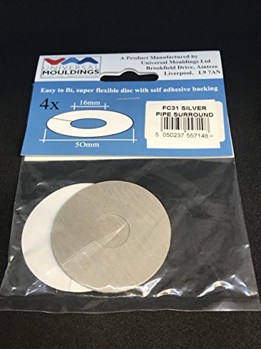 Pack of 4 FC31 Silver Self Adhesive Pipe Cover/Rose/Rad Rings for Laminate