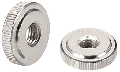 sourcing map Round Knurled Thumb Nuts Conector Lock Adjusting Nuts, M8 Female Threaded Thin Type, Nickel Plated, Pack of 5