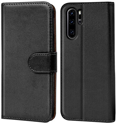 Verco kompatibel mit P30 Pro Hülle, Handyhülle für Huawei P30 Pro Tasche PU Leder Booklet Flip Case - Schwarz