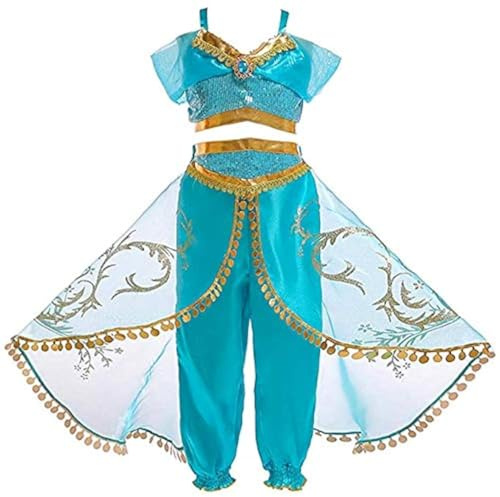Atorcher Jasmin Prinzessin Kostüm für Mädchen Pailletten Prinzessin Kostüm Kleid für Kinder