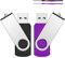 USB Stick 64GB, KROCEUS USB Stick 2 Stück Speicherstick 64GB USB 2.0 USB Speicherstick Pendrive Datenspeicher für School, Büro,Kinder und Home mit LED-Licht und Schlüsselband-(Lila,Schwarz)