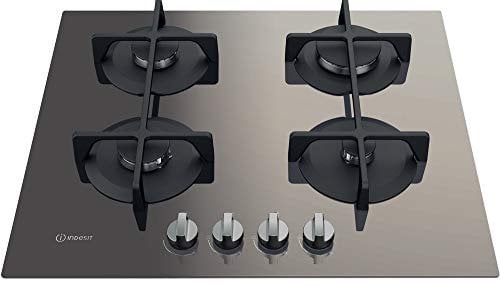 INDESIT ING 61T/TD PIANO COTTURA DA 60CM A GAS 4 FUOCHI VETRO GRIGLIE IN GHISA TORTORA ING61T/TD