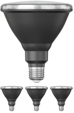 ledscom.de 4 piezas bombilla LED E27, PAR38 cuello corto, blanco (4200 K), 16,1 W, 1379lm, 45°, espejo reflector (plateado)