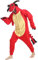 dressfan Unisex Drache Kostüm Tier Jumpsuits Onesie Pyjamas Schlafanzug Cosplay Kostüm Rot Karneval Halloween Kostüm für Damen& Herren,XL