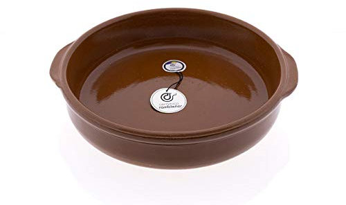 CERÁMICA RAMBLEÑA | Cazuela barro refractario | Cazuela fuego directo | Cazuela cerámica tradicional | Cazuela para horno | Cazuela 19 cm | 23.5x21.5x5.5 cm