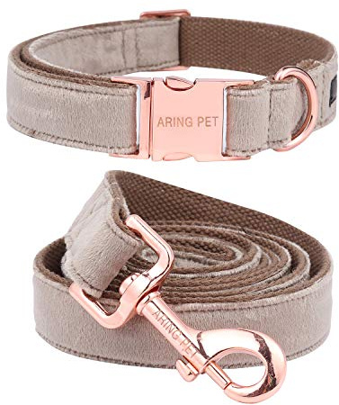 ARING PET Hundehalsband und Leine Set, Samt Hundehalsband und Leine, Verstellbares Halsband für Kleine Hunde Mittlere Hunde Große Hunde