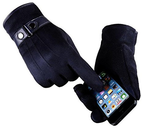 Spring Men's Winter Gloves Suede Warm Soft Chamois Leather Gloves Cycling Outdoor Sport Driving Buckle Male Touch Screen Mitten