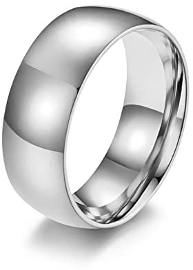 Aotiwe Ringe Edelstahl Männer, Schöne Geschenke für Freund Spiegel Hell Silber 8Mm 70 (22.3) für Partnerschaft Trauung