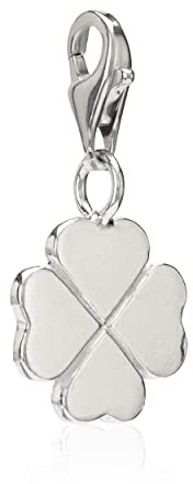 NKlaus Damen Charm-Anhänger Kleeblatt 925 Silber 12x12mm | Amulett für Bettelarmband