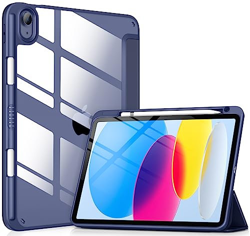 VIKESI Case for iPad (A16) 11-inch 2025 and iPad 10th Generation 10.9 Inch 2022, Clear Back and TPU Shockproof Frame Cover [Built-in Pencil Holder, Support Auto Sleep/Wake] - Midnight Blue