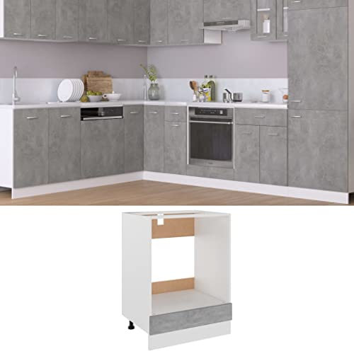 homiuse Herdumbauschrank Betongrau 60x46x81,5 cm Holz KüChenschrank KüChenunterschrank Kitchen Cabinet Kleine KüChenschräNke Einzeln Ofenschrank GeschirrspüLer Schrank 1 Regal Ohne Arbeitsplatte