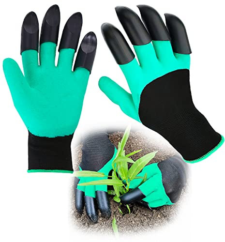 Waldspring Gants de Jardinage avec Griffes, Gants de Jardin avec Griffes Imperméables, Gants de Jardin en Fibre de Polyester, Gants de Jardinage avec Griffes
