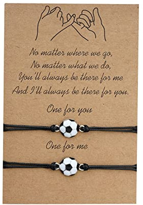 Yowablo Fußball-Form-Karte Best Friend Armbänder Paare Armbänder für 2 Passende für Sie und Ihn Liebhaber Armband Schmuck für Freundschaft Beziehung Freund Freundin Armbänder Bastelset Jungs