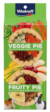 Vitakraft Veggie & Fruity Pie Treat for Pet Rabbits, Guinea Pigs, and Hamsters, 2 Pies,brown,24 x 50, 1.27 Ounce (Pack of 1)