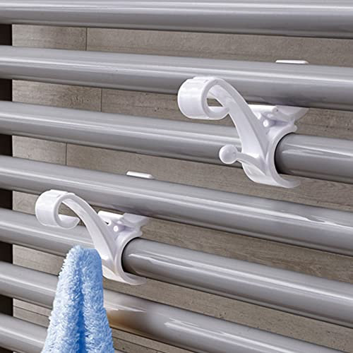 Inbagno Appendini per termoarredo set 2 pezzi, coppia ganci per scaldasalviette, portasciugamani per radiatore, colore bianco, installazione a scatto