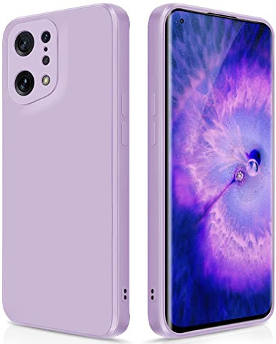 GiiYoon Case Compatible with OPPO Find X5, Silky-Soft Touch Full-Body Protective Phone Silicone Case, Shockproof Cover with Microfiber Lining, Purple