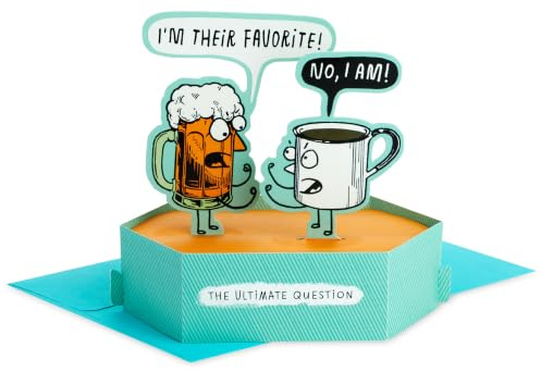 Hallmark Funny Father's Day Pop Up Card or Birthday Card for Him (Beer vs. Coffee) Paper Wonder Shoebox 3D Card