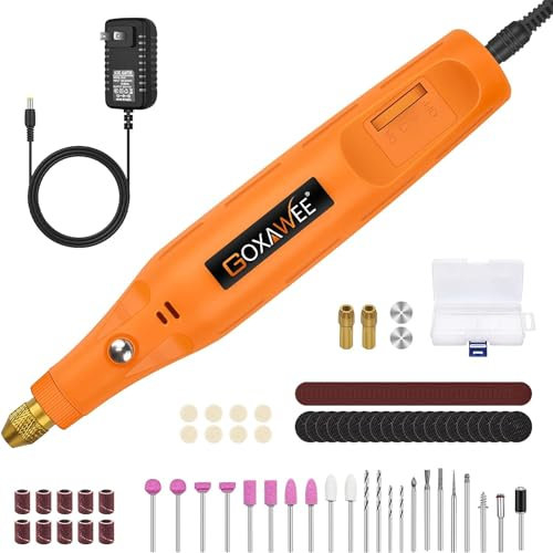 GOXAWEE 24V Utensile Rotativo, Mini Trapano Elettrico con 105 pezzi accessori, 18000 giri/min Cavo Elettrico Strumento Multifunzione per incisione, taglio, foratura, lucidatura, pulizia, fai da te