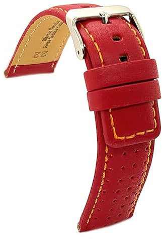 diloy Uhrenarmband Rindsleder perforiert Rallye Racing Stil Kontrastnaht – Sportlich für Uhr – Größen 18mm 20mm 22mm 24mm Schwarz, Braun, Rot, Marineblau 367 Bordeaux 22mm