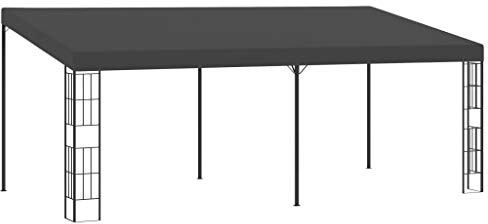 Homgoday Tonnelle murale avec toit - Protection UV - Protection solaire - Pergola - Tente de jardin - Tente de réception - Toit de terrasse - Toit de jardin - 3 x 6 m - Tissu anthracite