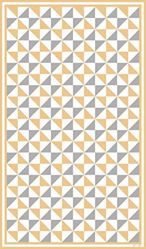 DobleUve Estudio Alfombra Vinílica Hidráulica 31 | Color Amarillo | 47x80 cm | Alfombra Cocina Lavable Antideslizante | Alfombra Vinilica | Suelo Vinílico | Alfombra Vinilo Salón