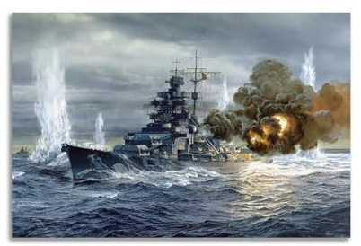 KYTIN Weltkrieg Vintage Schlachtschiff Poster Deutschland DKM Bismarck Dekorative Malerei Leinwand 30 x 45 cm