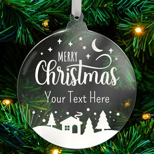 1 Personalised Customised Christmas Xmas Festive Merry Christmas Acrylic Bauble Tree Gift Decoration Present 80mm Primary Teaching Services